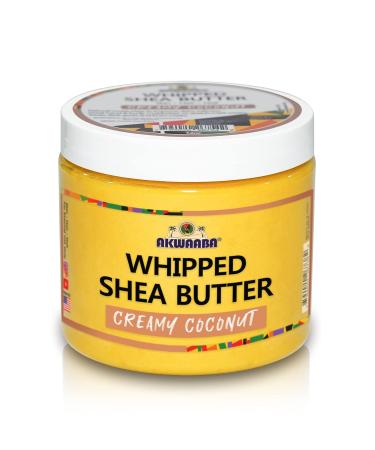AKWAABA Whipped Shea Butter (Creamy Coconut) 12 oz - Natural Yellow - Body & Hair Moisturizer with Raw Shea Butter from Ghana - Rich in Vitamins A and E - Buy Online on GoSupps.com