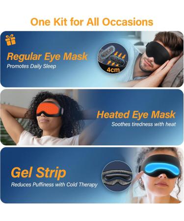 Heated Eye Mask Graphene | Cordless Warm Eye Compress | 3 in 1 Sleep Mask & Cooling Gel Strip for Dry Eyes Relaxation Meditation | Travel-Friendly for Men & Women - Buy Online on GoSupps.com