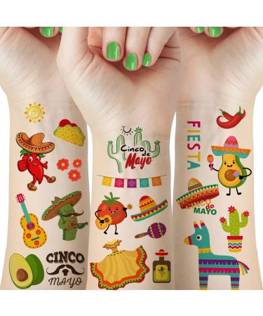 75 Pieces Fiesta Party Supplies Tattoos for Kids  Mexican Cinco De Mayo Party Decorations Favors  Final Fiesta Taco Bachelorette Fake Tattoos Stickers for Adult Boys Girls