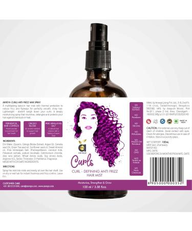 SheltrCurls Hair Mist Spray Curly Hair Product for Dry and Frizzy Hair | Get Smooth Strong and Glossy Curls | Sulfate and Silicone free | Anti-Frizz Curly Hair Solution for Men and Women 100ml - Buy Online on GoSupps.com