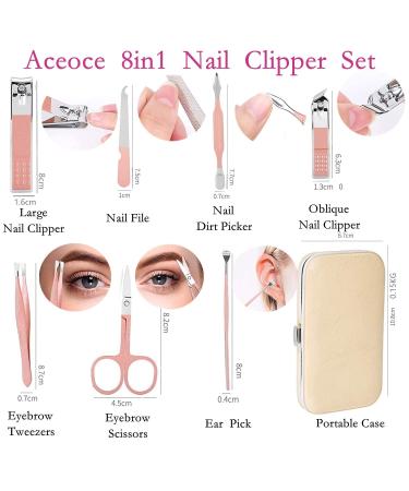 8-Piece Pink Manicure Set for Women - Professional Stainless Steel Nail Clippers and Pedicure Kit - Buy Online on GoSupps.com