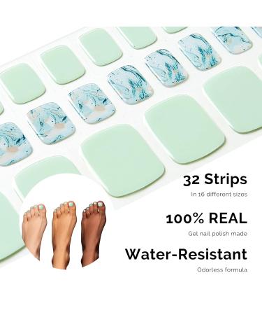 Shop Nailog Semi Cured Gel Nail Strips - Glossy Summer Breeze Toenail Polish Wraps (32 Pcs) - Perfect for At-Home Pedicures - Buy Online on GoSupps.com