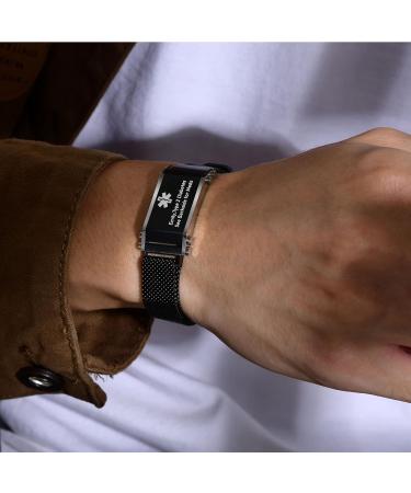 VNOX Adjustable Stainless Steel Medical Alert Bracelets for Men & Women Emergency Medical ID Wristband 6-8.8 Inches - Buy Online on GoSupps.com