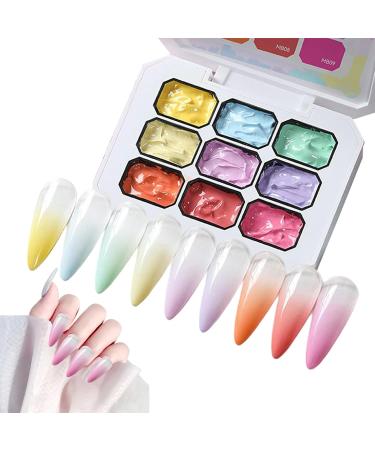 Gel Pour Art du Nail Gel D grad Pour Ongles 9 Couleurs Vernis Dessin Sans Rin age Tenue Longue Dur e Cr ations Pour French Manicure Utilisation Domicile - Buy Online on GoSupps.com