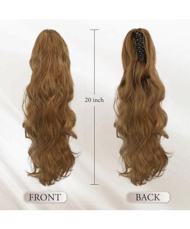 BARSDAR Long Wavy Curly Ponytail Extension 20 Golden Brown Mix Blonde - Clip-in Synthetic Hairpiece for Women - Buy Online on GoSupps.com