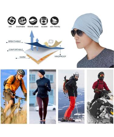 Yofasen Slouchy Beanie Hat - Cotton Chemo Cap & Turban Headgear for Women & Men | Beige & Light Gray - Buy Online on GoSupps.com