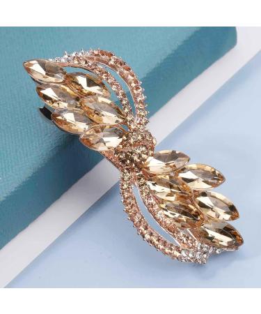 Aneneiceera Vintage Crystal Hair Clip Gold Rhinestone Hair Barrette Sparkle Cz Head Clip Crystal Wedding Headpieces Bridal Hair Accessories for Women and Girls - Buy Online on GoSupps.com