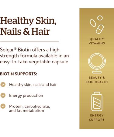 Solgar Biotin 1000 mcg - 250 Vegetable Capsules for Healthy Hair, Skin & Nails - Buy Online on GoSupps.com