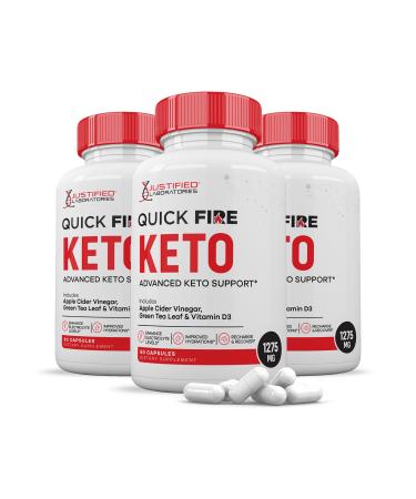 (3 Pack) Quick Fire Keto ACV Pills 1275MG Keto Support Blend Alternative to QuickFire Keto ACV Gummies Formulated with Apple Cider Vinegar Extra Virgin Olive Oil Powder Green Tea Leaf 180 Capsules