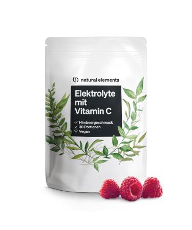 Electrolytes with raspberry taste - 200 grams of powder for 30 portions - vegan with natural aroma - made in Germany & laboratory test bag (30 portions)