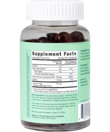 NATALIST Anti-Nausea Gummies for Morning Sickness Relief | Organic Ginger & Vitamin B6 - 90 Vegan Drops for Pregnant Women - Buy Online on GoSupps.com