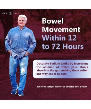 GeriCare Docusate Sodium Extra Strength Stool Softener - 250mg Stimulant Laxative Softgels for Men & Women- Constipation Relief - Adults Daily Bowel Movement Laxative 100 Count (Pack of 1) - Buy Online on GoSupps.com