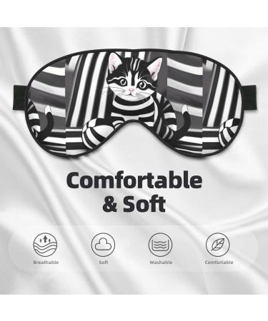 Black and White Striped Unisex Adjustable Buckle Sleep Mask | Perfect for Home Travel & Yoga | International Shipping Available - Buy Online on GoSupps.com