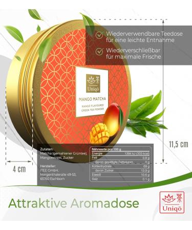 Buy TEA Uniqo Mango Matcha Powder - Perfect for Ice Cream Lattes Shakes & Baking - 100% Natural Green Tea Flavor - Re-Lockable Can - International Shipping Available - Buy Online on GoSupps.com