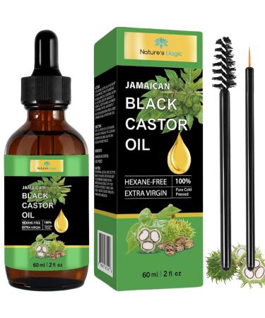 Nature's Magic Jamaican Black Castor Oil for Hair Growth Cold Pressed Unrefined Oil for Body Face & Skin Eyebrows Nails & Eyelashes Nourish the Scalp Stimulate Growth
