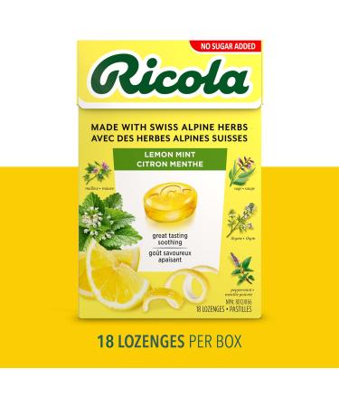 Ricola No Sugar Added Lemon Mint Cough Suppressant Throat Drops 18 Count Box - Buy Online on GoSupps.com