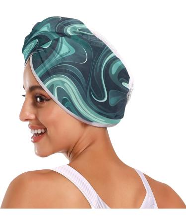Teal Marble Graffiti Hair Towel 2 Pack | Super Absorbent Quick Dry Turban | Stylish Hair Drying Towels for Women & Girls - Buy Online on GoSupps.com
