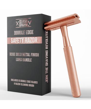 Viking Revolution Double Edge Safety Razor for Women Rose Gold - Single Blade Razors for Women Reusable Razor Women - Safety Razor Women Stainless Steel Razor Metal Razor w/10 Double Edge Razor Blades