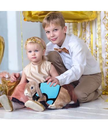 GLAITC Adjustable Rabbit Harness Leash Soft with Lead for Rabbits Guinea Pigs Rope Small Animal Pet Rats Iguana Hamster Ferrets Size L Blue - Buy Online on GoSupps.com