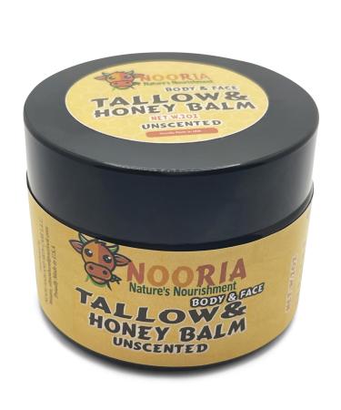 NOORIA : Handmade Tallow honey Balm (Unscented/Herb-Infused) - Grass-fed tallow and Raw Honey For Deep Hydration and Skin Health - For All Skin Types Body & Face - No essential oils - 02 oz