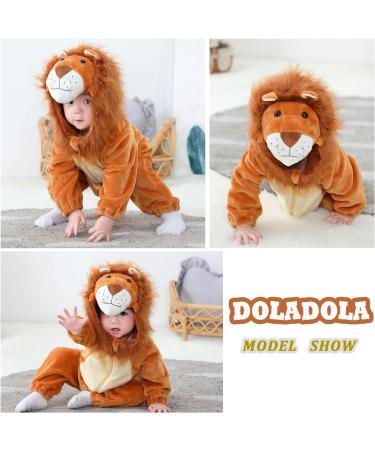 Doladola Unisex Baby Lion Flannel Romper | Spring Autumn Animal Pyjamas 2.5-3.5 Years - Buy Online on GoSupps.com