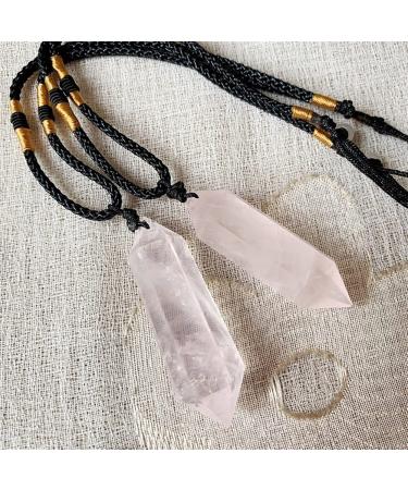 Crystal Reiki Hexagonal Pendulum Stone Crystal Quartz Necklace Amulet Natural Rose Crystal Quartz Pendant Necklaces for Women