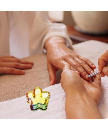 Ipetboom Glass Dappen Monomer Dish Flower Shaped Crystal Acrylic Nail Cup Acrylic Liquid Powder Dappen Bowl Dish Nail Manicure Tool Rainbow - Buy Online on GoSupps.com