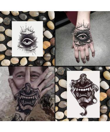 Oottati Waterproof Halloween Temporary Tattoo Stickers - 9 Sheets Black Skull Eye Devil Sun Moon Totem - Buy Online on GoSupps.com