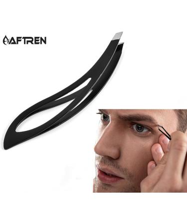 Wide Grip Slant Tweezers - German Stainless Steel - Hand-Filed Slanted Tips for Ultra-Precision - Tweezers for Eyebrows and Nose/Ear/Facial Hair - Professional Grade (Black) - Buy Online on GoSupps.com