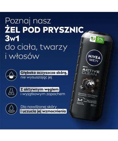 LEVEL MEN NIVEA Active Clean shower gel for men 500 ml - Buy Online on GoSupps.com