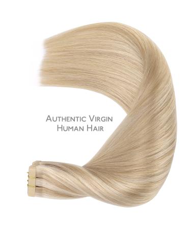 20pcs 50g 40cm Real Hair Tape Extensions | Dirty Blonde Highlights | Remy Invisible Skin Weft | Silky Straight #18a/613a - Buy Online on GoSupps.com