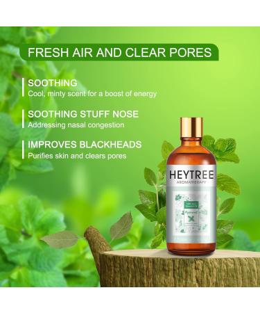 HEYTREE Peppermint Essential Oil 100ml - 100% Pure Natural Oil for Clarity and Clear Breathing - Strong Minty Scent for Aromatherapy Diffuser - 1 Pack - Buy Online on GoSupps.com