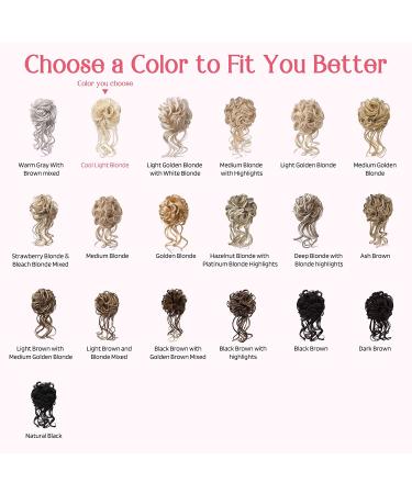HOOJIH Messy Bun Hair Piece 2PCS - Tousled Updo Hair Bun Extensions for Women & Girls - Wavy Curly Hair Wrap Ponytail - Cool Light Blonde 2 Pack - Buy Online on GoSupps.com