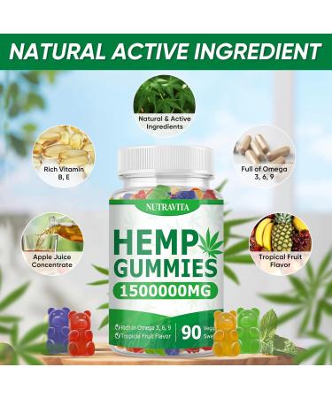 Naturals Fruit Hemp Gummies 1 500 000mg High Strength - Natural Hemp Oil Infused Gummies Great for Peace & Relaxation America's #1 Favorite Hemp Gummy Brand - 90 Gummies 90 Count (Pack of 1) - Buy Online on GoSupps.com
