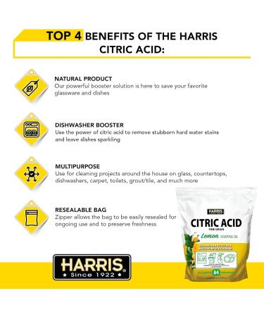 Harris Citric Acid Dishwasher Booster & Multipurpose Cleaner | 14oz Cleans 84 Loads | Eco-Friendly & Easy to Use - Buy Online on GoSupps.com