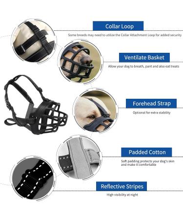 Buy Barkless Dog Muzzle - Soft Silicone Bite & Bark Control Drinking & Panting Enabled Size 3 (Snout 9 -10) Black - International Shipping - Buy Online on GoSupps.com