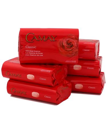 Camay Classic Bar Soap, with Rose Essence, 6-Pack of 98 Oz, 6 Bar Soaps.