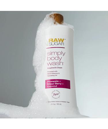 RAW SUGAR Simply Body Wash Variety Trio (25 Fl Oz Pack of 3) Vegan Bath & Shower Gel Raw Coconut + Mango Pineapple + Maqui Berry + Coconut and Watermelon + Fresh Mint No Sulfates & Parabens Raw Coconut + Mango Pineappl  - Buy Online on GoSupps.com