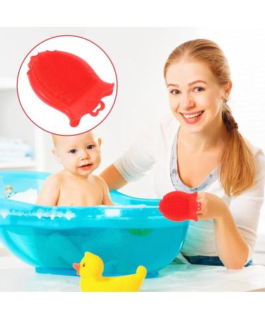 Beaupretty Silicone Baby Shampoo Brush & Bath Mitt Set - Gentle Body Scrubber for Kids, Toddlers, Red - Buy Online on GoSupps.com