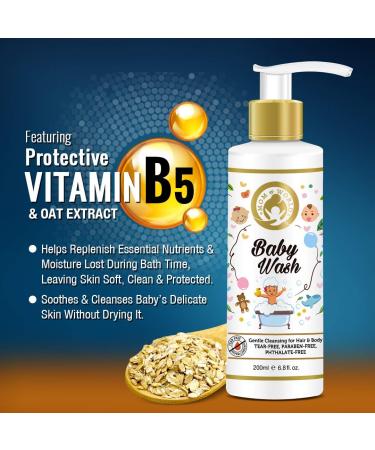 Mom & World Baby Wash - Tear Free Gentle Cleansing for Hair & Body | 200ml Safe & Soothing Baby Wash - Buy Online on GoSupps.com