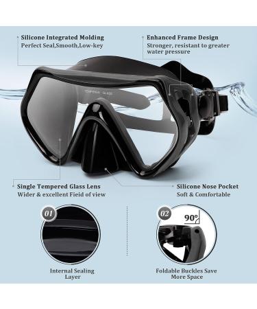 Kesida Snorkeling Set for Adults - Long Fins, Dry Top Snorkel, Anti-Leak Mask - M/L Size - Black - Buy Online on GoSupps.com