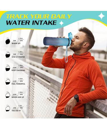 Hasagei 1L BPA Free Tritan Sports Drinking Bottle - Leak-Proof Locking Lid for Gym School Cycling & Outdoor Fitness - Light Dark Blue - Buy Online on GoSupps.com