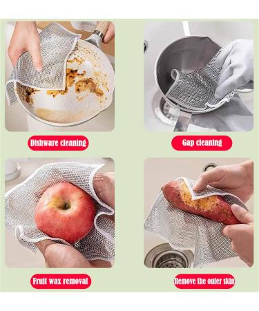 Realisticm Double Stainless Steel Scrubber Graceiful Double Stainless Steel Scrubber Double Sided Silver Wire Dishcloth for Pans Dishes Stove (5PCS) - Buy Online on GoSupps.com