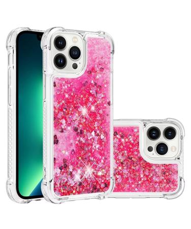 Tivenfezk nadoli glitter drive sand shell for iPhone 15 Pro max silicone shockproof cell phone case transparent tpu bumper protective cover liquid transparent quicksand case iPhone 15 per max rosa