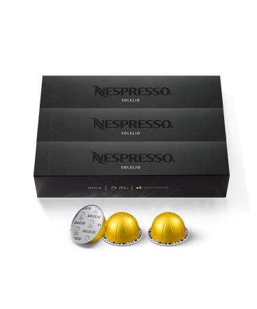 Nespresso Capsules VertuoLine, Solelio, Mild Roast Coffee, 30 Count Coffee Pods, 7.77 Ounce 10 Count (Pack of 3) Solelio Coffee