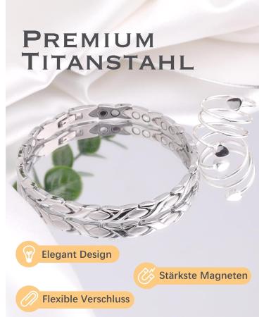 Jeracol Magnetic Hardship Women s Bracelet | Stainless Steel Pain Relief & Arthritis Support | Adjustable Therapeutic Ring in Gift Box - Energetix Silver - Buy Online on GoSupps.com