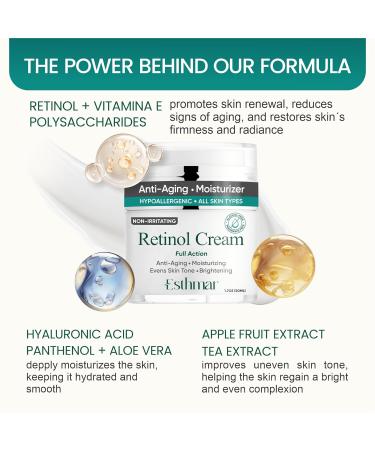 ESTHMAR Retinol Face & Neck Cream Anti-Aging Night Moisturizer with Hyaluronic Acid Vitamin E & Aloe Vera Reduces Wrinkles Fine Lines & Dark Spots Hydrating for All Skin Types - Buy Online on GoSupps.com