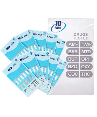 MiCare  10pk  - 10-Panel Urine Test Card (AMP/BAR/BUP/BZO/COC/mAMP/MTD/OPI/OXY/THC) MI-WDOA-9104