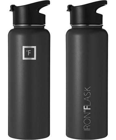 IRON FLASK 40oz Sports Water Bottle - Vacuum Insulated Stainless Steel - Leak Proof - Midnight Black - Buy Online on GoSupps.com