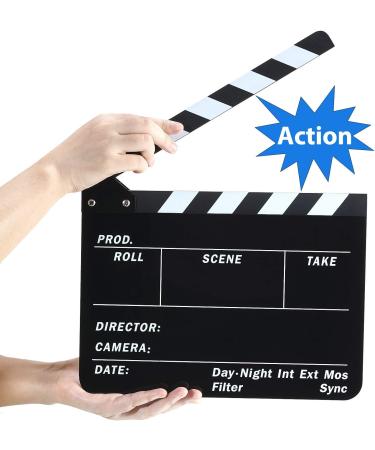 Acrylic Film Clapboard Set with Pens and Eraser - 12 x 9.5 Inches Studio Video Slate for Movie Directors and Scene Shot Supplies - Buy Online on GoSupps.com